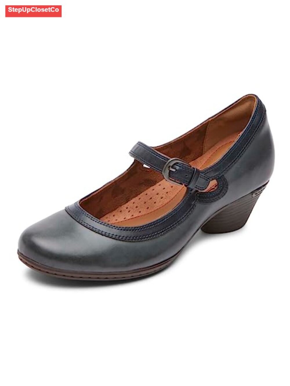 Mary Jane Loafers with Microfiber Lining & Footbed Cover, 1 5/8 Inch Heel